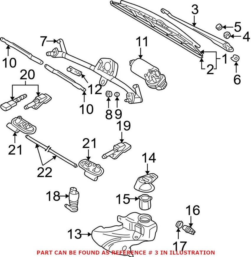 VW Windshield Wiper Arm - Passenger Side 3B1955410